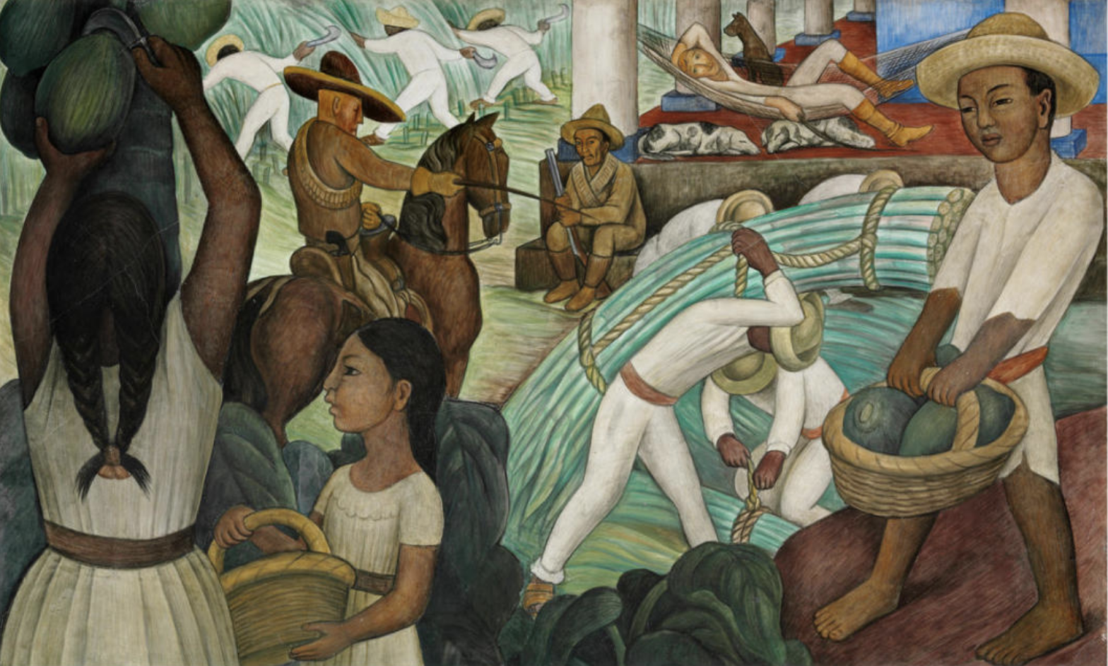 Painting of Native Americans making chocolate under Spanish colonial rule.