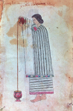 A leaf from the 1553 manuscript knows as the Codex Tuleda depicts a Mexican Indian pouring chocolate from one vessel into another to produce a froth.